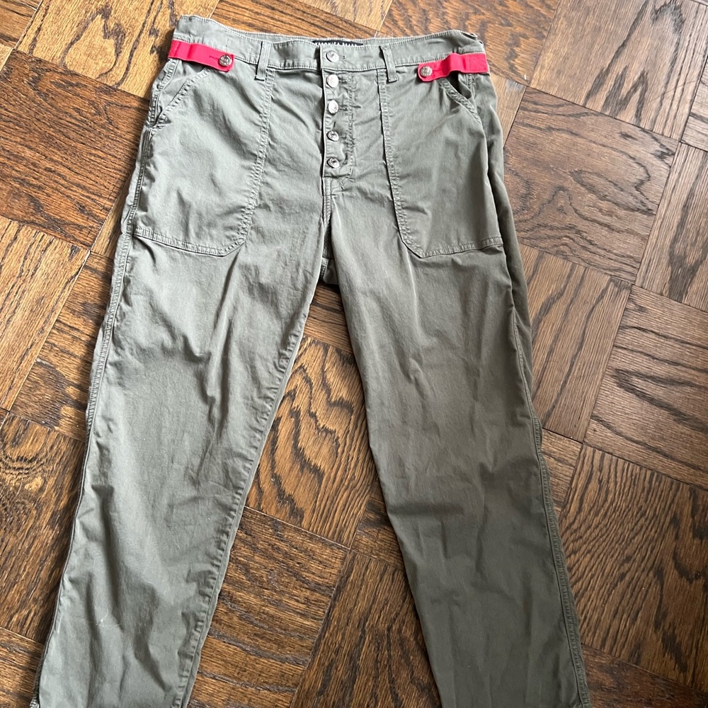 Veronica Beard Khaki Cargo Pants with Red Details